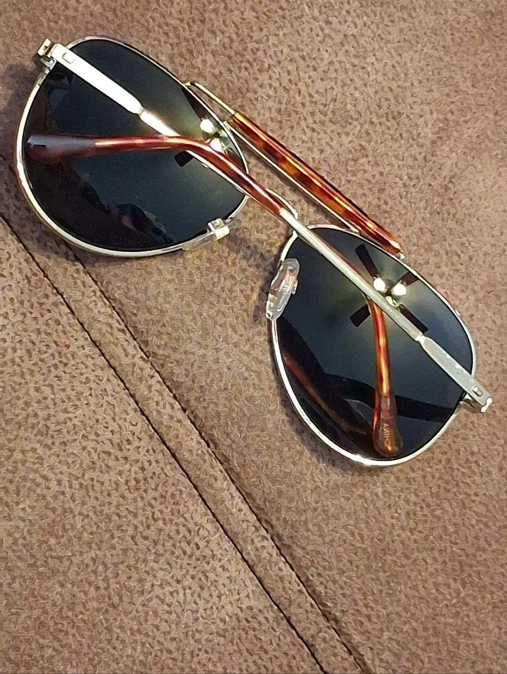 Goldtone Aviator Sunglasses With Faux Tortoiseshell Accents